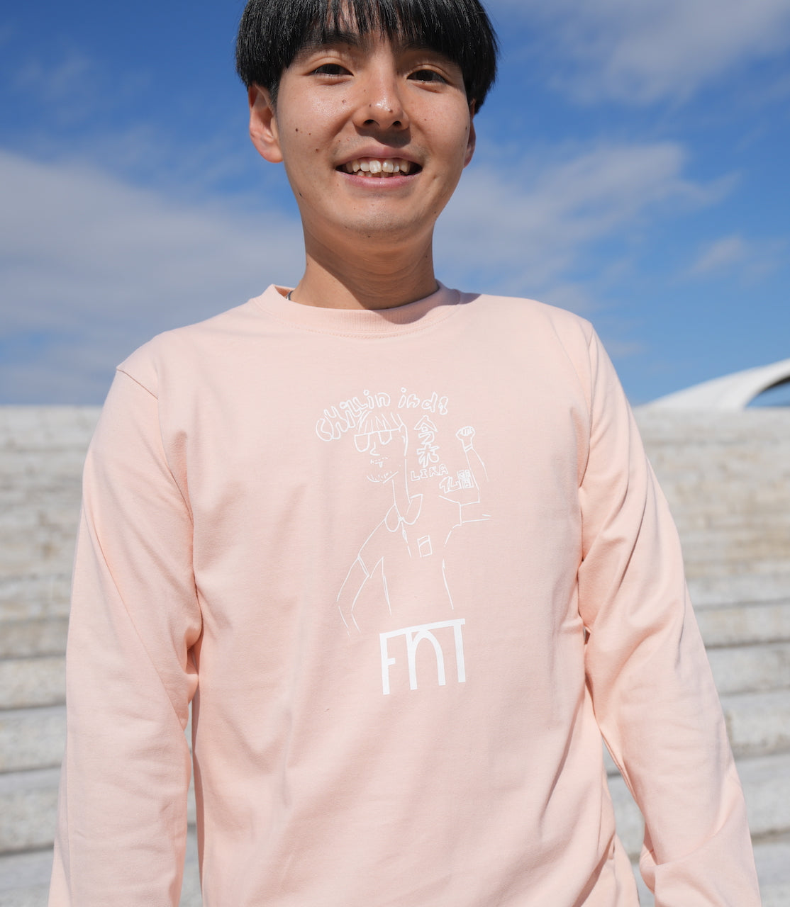 Chillin inda 衾 lika 仏間 ロングスリーブ Tシャツ ピンク