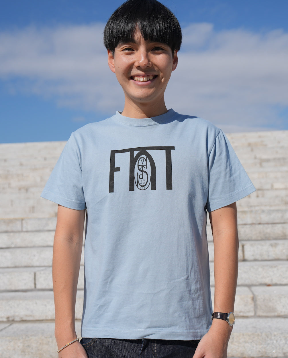 FNT 半袖Tシャツ アシッドブルー