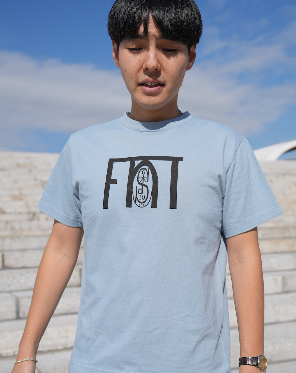 FNT 半袖Tシャツ アシッドブルー